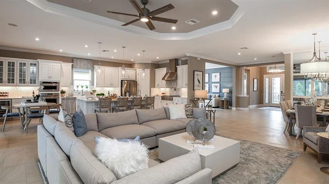 Furnished interior view inside a new home in Esplanade at Wiregrass Ranch, Wesley Chapel (Image 19). Furnished interior view inside a new home in Esplanade at Wiregrass Ranch, Wesley Chapel (Image 19).