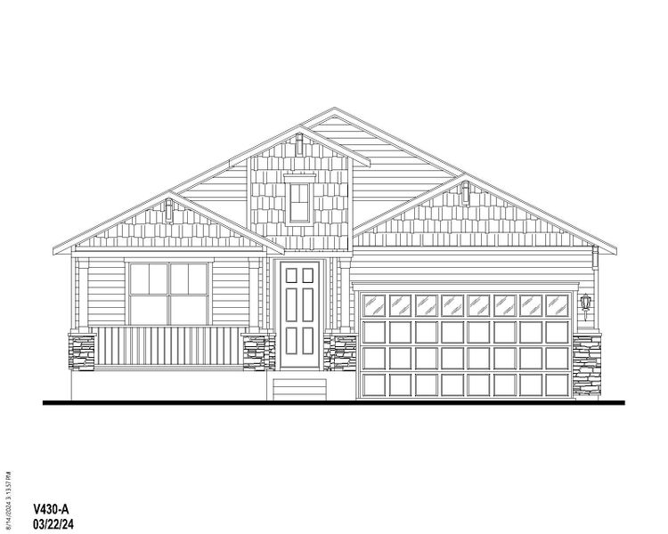 Plan V430 Elevation A w/ Stone