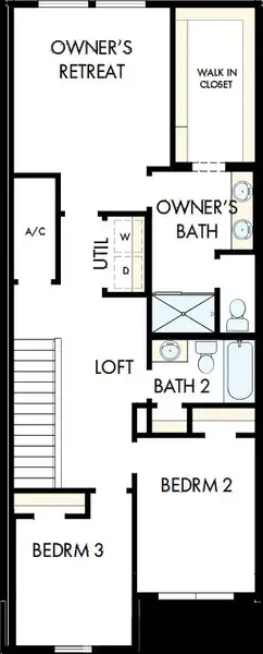 2D floor plan layout of this home in Waterset Townhomes, Apollo Beach, FL (Image 3).