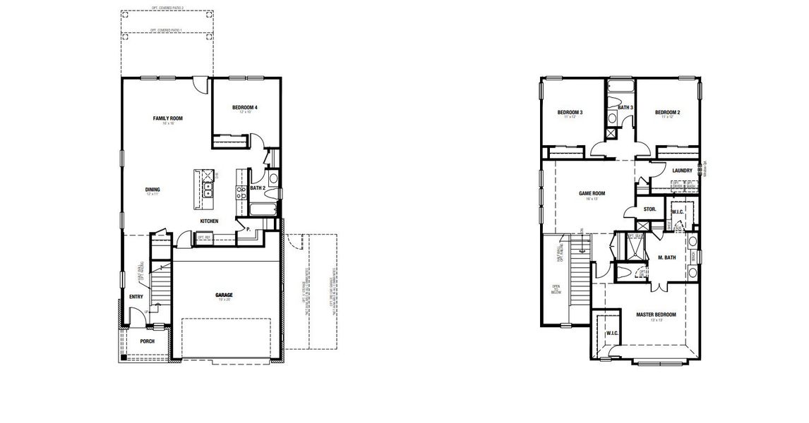 2D floor plan layout for the Norwich by Scott Felder Homes in Mayfair, New Braunfels, TX (Image 5).