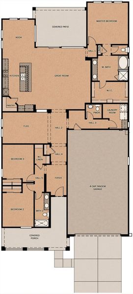 2D floor plan layout for the North Bend by Fulton Homes in North Shore, Litchfield Park, AZ (Image 3).