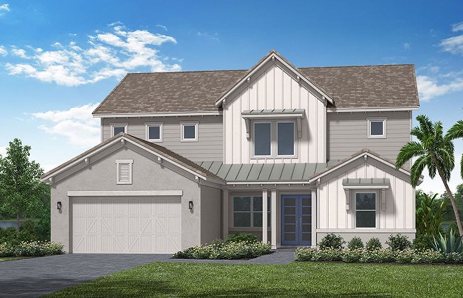 Representative exterior photo of a completed home built from the Kestrel Grand by Minto Communities in Westlake, Loxahatchee, FL (Image 19). Representative exterior photo of a completed home built from the Kestrel Grand by Minto Communities in Westlake, Loxahatchee, FL (Image 19).