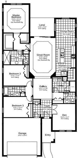 2D floor plan layout for the Starlight 2 by Neal Communities in Verandah, Fort Myers, FL (Image 5).