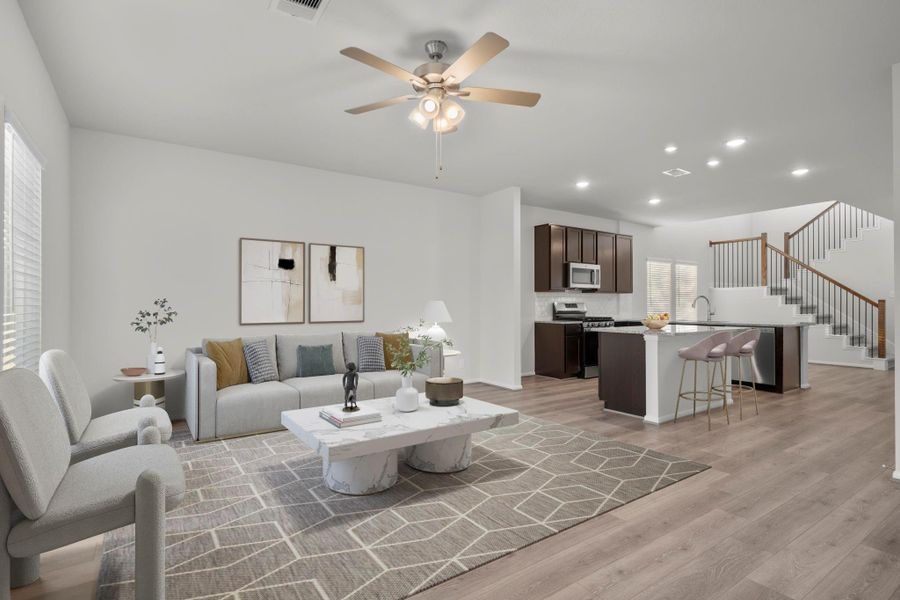 NEW CONSTRUCTION by CastleRock Communities Homes present The Blanco Floor Plan on a large corner lot & covered patio! Magnificent open floor plan! A virtually staged perspective of the open living space reveals the seamless transition between the family room, kitchen, and dining areas. The bright, airy design and stylish finishes make entertaining effortless and everyday living comfortable. Start your memories today! NEW CONSTRUCTION by CastleRock Communities Homes present The Blanco Floor Plan on a large corner lot & covered patio! Magnificent open floor plan! A virtually staged perspective of the open living space reveals the seamless transition between the family room, kitchen, and dining areas. The bright, airy design and stylish finishes make entertaining effortless and everyday living comfortable. Start your memories today!