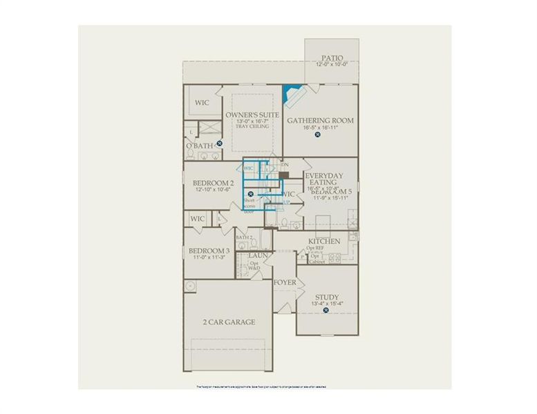2D floor plan layout of this home in Enclave at Parkway Village, Fairburn, GA (Image 4).