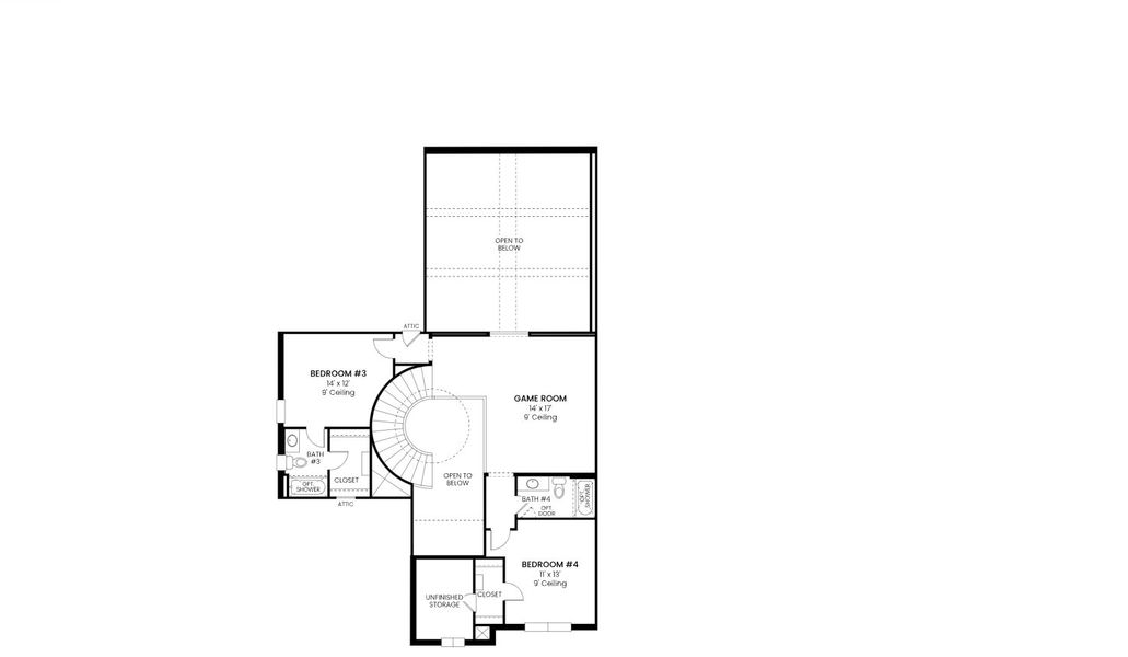 2D floor plan layout for the 7031 by Tradition Homes in Furst Ranch – 80′ Lots, Prosper, TX (Image 4).