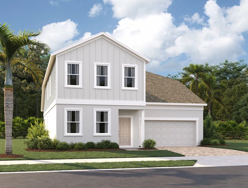 Representative exterior photo of a completed home built from the Tuttle by Ashton Woods in Catamaran Cove Traditional, Rockledge, FL (Image 1).