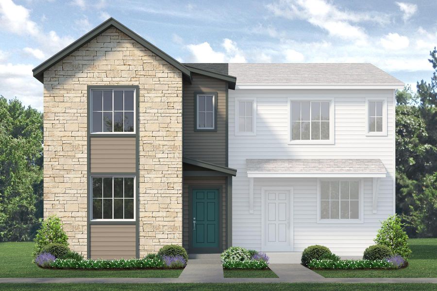 Representative exterior photo of a completed home built from the Acadia by Risewell Homes in Spring Valley, Longmont, CO (Image 1). Representative exterior photo of a completed home built from the Acadia by Risewell Homes in Spring Valley, Longmont, CO (Image 1).