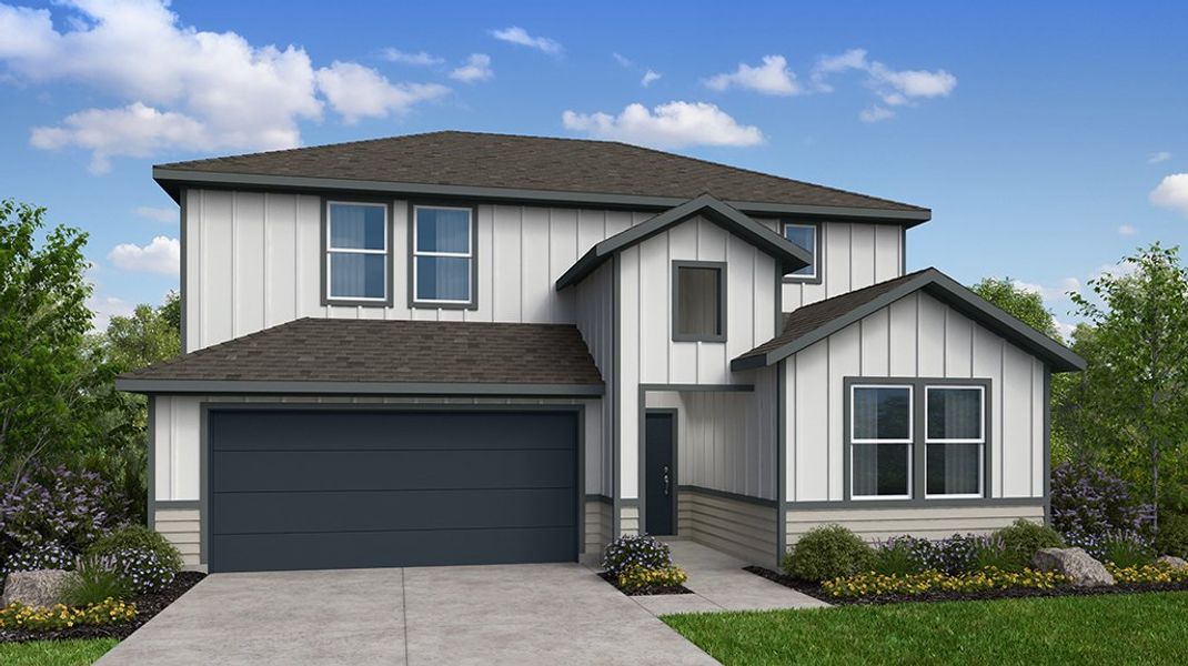 Representative exterior photo of a completed home built from the Sparrow by Taylor Morrison in Longview 50s, Del Valle, TX (Image 23). Representative exterior photo of a completed home built from the Sparrow by Taylor Morrison in Longview 50s, Del Valle, TX (Image 23).