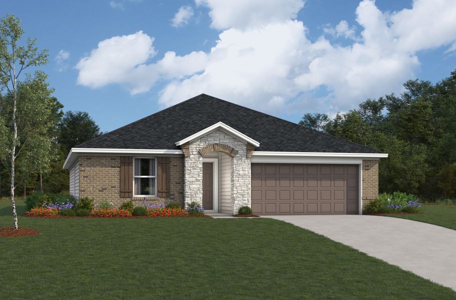 Representative exterior photo of a completed home built from the Sierra by Beazer Homes in Sorella: Landmark Collection, Tomball, TX (Image 9).