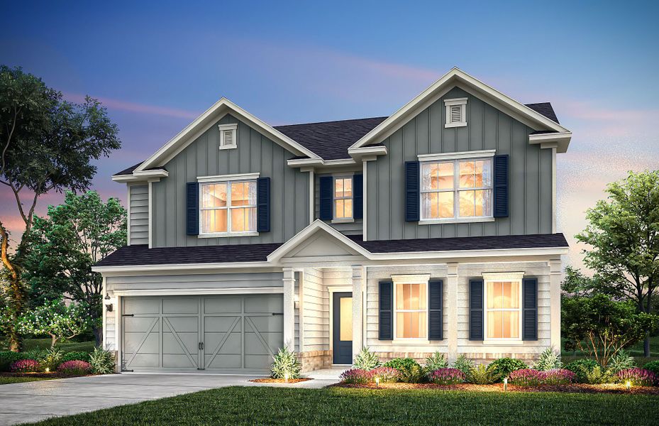 Front exterior of a new home in Berkeley Mill, Cumming, GA, highlighting curb appeal (Image 20).