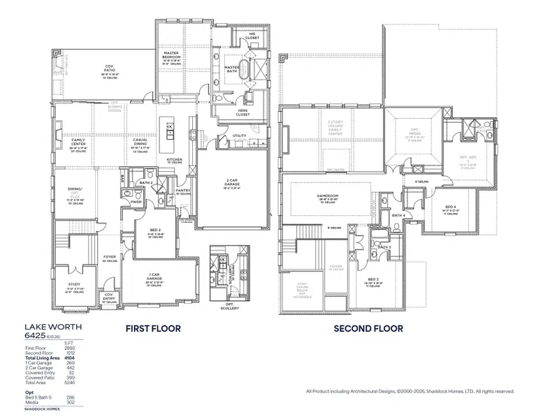 2D floor plan layout for the Lake Worth - SH 6425 by Shaddock Homes in Park Place - 80' Lots, Prosper, TX (Image 3). 2D floor plan layout for the Lake Worth - SH 6425 by Shaddock Homes in Park Place - 80' Lots, Prosper, TX (Image 3).