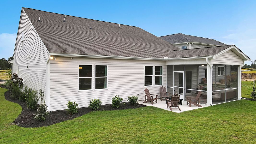 Exterior details and patio area of a home in The Beacon at Old Peachtree Single Family Homes, Lawrenceville (Image 102).