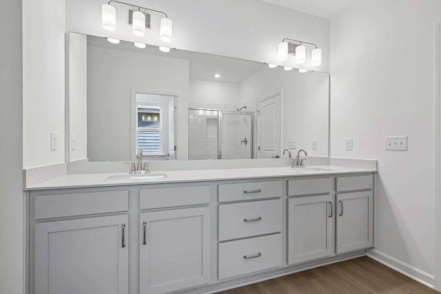 Primary Bath featuring the AW Collection® Milan - Clean geometry and high-contrast finishes.