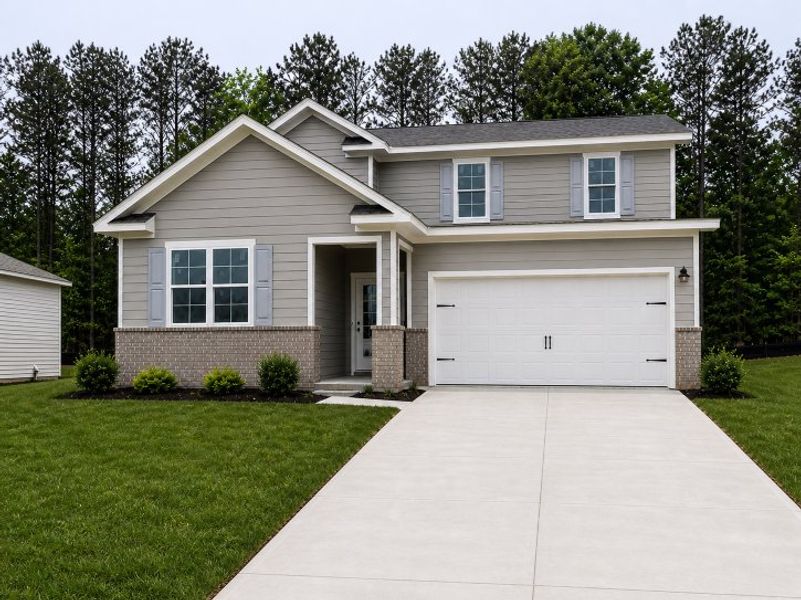 Front exterior of a new home in Hawthorne Reserve, Dallas, GA, highlighting curb appeal (Image 1). Front exterior of a new home in Hawthorne Reserve, Dallas, GA, highlighting curb appeal (Image 1).