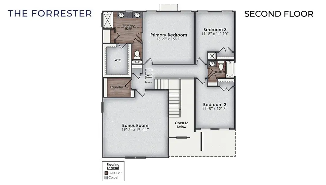 2D floor plan layout of this home in The Haven at Indigo Preserve, Leland, NC (Image 4).