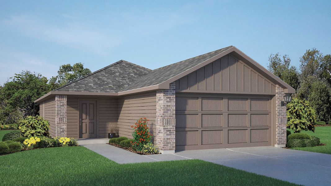 Front exterior of a new home in Deer Meadows, Odessa, TX, highlighting curb appeal (Image 23).