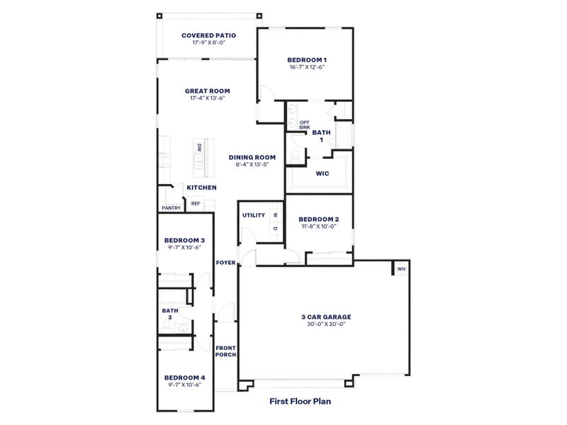 2D floor plan layout of this home in Mason Ranch, Surprise, AZ (Image 1).