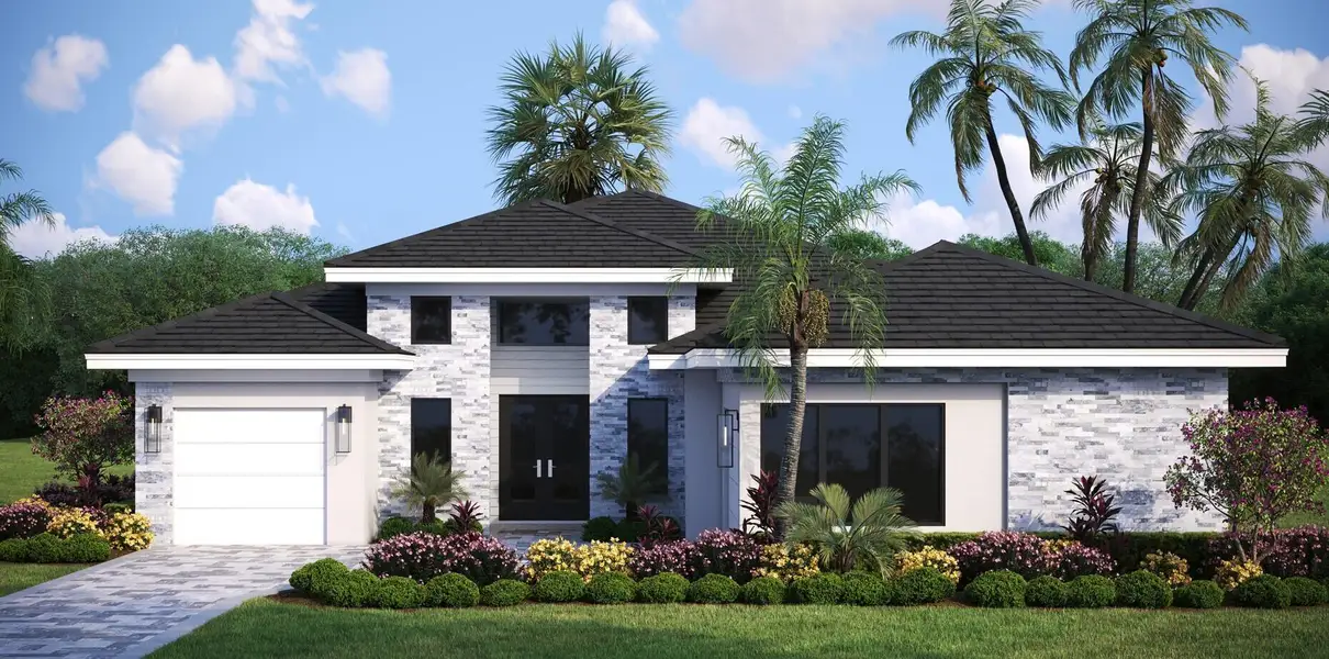 Front exterior of a new home in , Port St. Lucie, FL, highlighting curb appeal (Image 1). Front exterior of a new home in , Port St. Lucie, FL, highlighting curb appeal (Image 1).