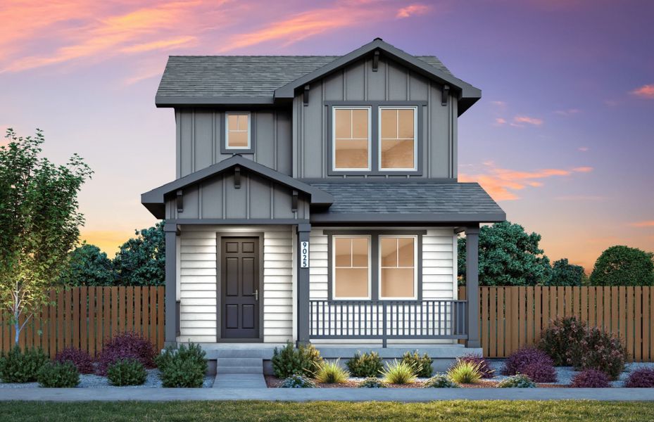 Front exterior of a new home in Barefoot Village, Longmont, CO, highlighting curb appeal (Image 2). Front exterior of a new home in Barefoot Village, Longmont, CO, highlighting curb appeal (Image 2).