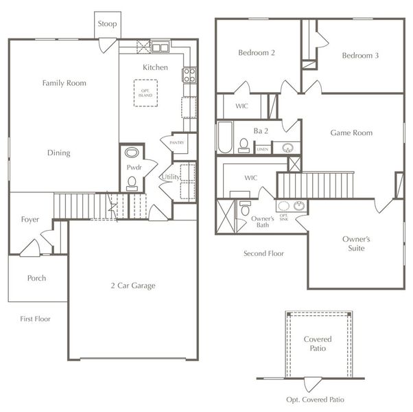 2D floor plan layout for the Tenor by Milestone Community Builders in Saddle Ridge at Wildhorse Ranch, Austin, TX (Image 3). 2D floor plan layout for the Tenor by Milestone Community Builders in Saddle Ridge at Wildhorse Ranch, Austin, TX (Image 3).