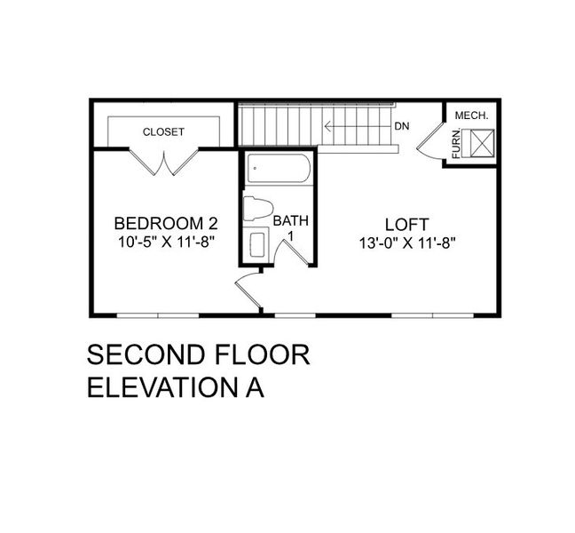 2D floor plan layout for the Fairview by Ryan Homes in Liberty Grove, China Grove, NC (Image 5).