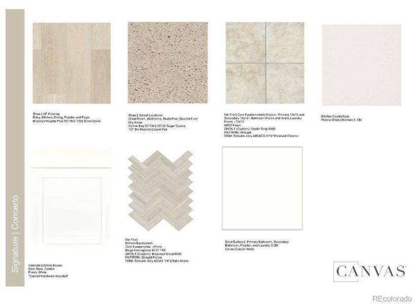 Design Selections.  Home is under construction and selections are subject to change.