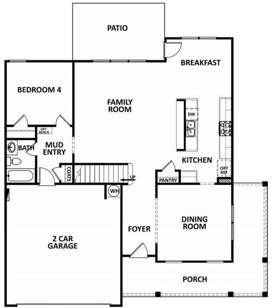 2D floor plan layout for the (GA)The Hunter | Front Entry by Reliant Homes in Fairview Chase, Covington, GA (Image 5). 2D floor plan layout for the (GA)The Hunter | Front Entry by Reliant Homes in Fairview Chase, Covington, GA (Image 5).