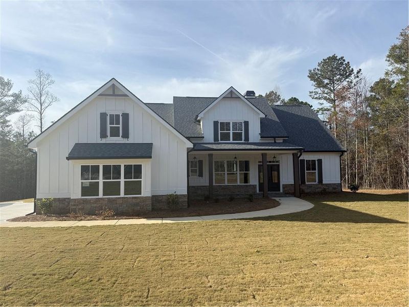 Front exterior of a new home in , Waleska, GA, highlighting curb appeal (Image 2). Front exterior of a new home in , Waleska, GA, highlighting curb appeal (Image 2).