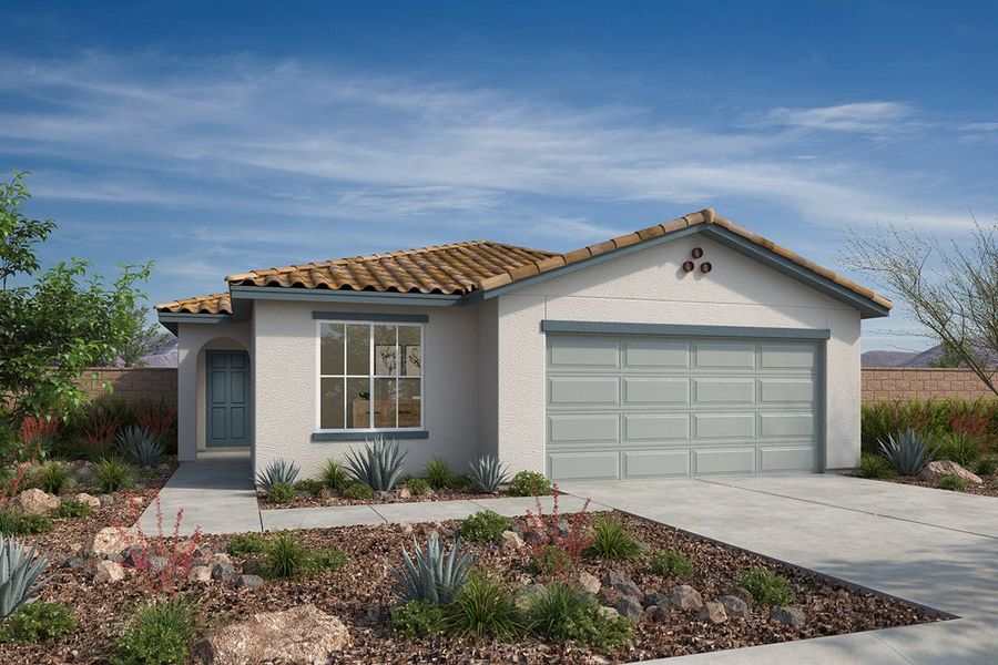 Front exterior of a new home in Bella Camino Traditions, San Tan Valley, AZ, highlighting curb appeal (Image 1). Front exterior of a new home in Bella Camino Traditions, San Tan Valley, AZ, highlighting curb appeal (Image 1).