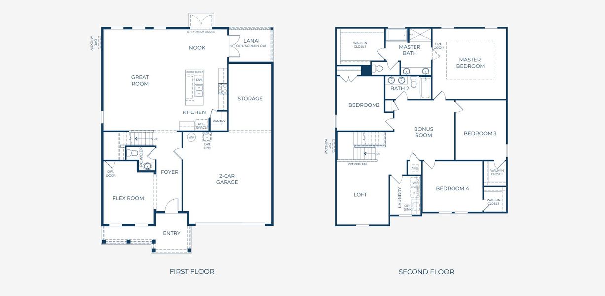 2D floor plan layout for the Carlisle by Maronda Homes in Oakstone Farms, Leesburg, FL (Image 5).