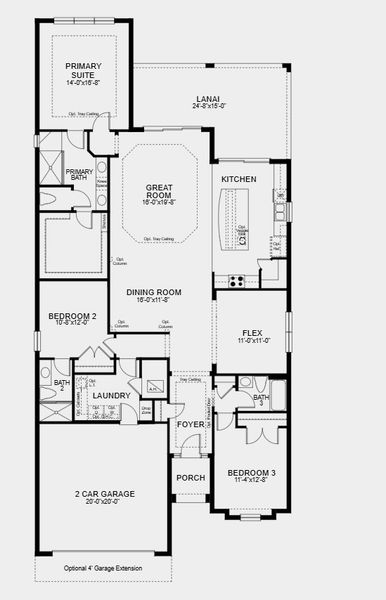 2D floor plan layout for the Lazio by Taylor Morrison in Esplanade Lake Club, Fort Myers, FL (Image 3).