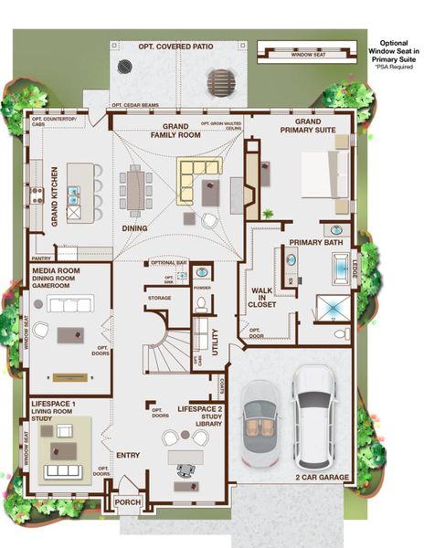 2D floor plan layout for the Grand Somercrest II by Grand Homes in Somercrest, Midlothian, TX (Image 4). 2D floor plan layout for the Grand Somercrest II by Grand Homes in Somercrest, Midlothian, TX (Image 4).