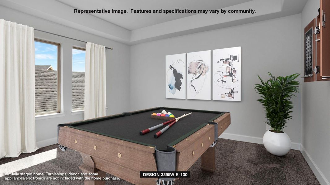 Rec room with carpet floors and billiards