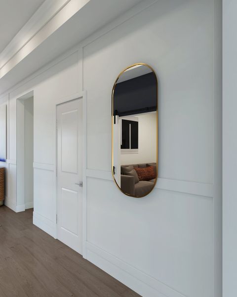 Foyer with decorative feature wall Foyer with decorative feature wall