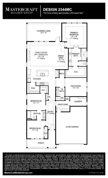 2D floor plan layout for the 2344MC by MasterCraft Builder Group in Madeira, St. Augustine, FL (Image 3).