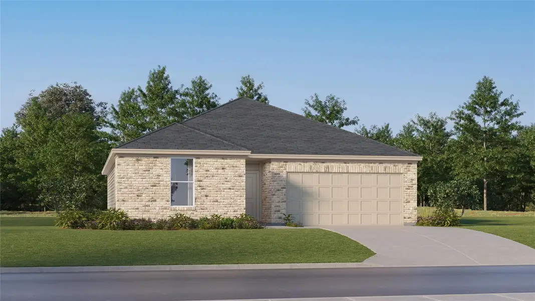 Front exterior of a new home in Woodfield Preserve, Georgetown, TX, highlighting curb appeal (Image 1). Front exterior of a new home in Woodfield Preserve, Georgetown, TX, highlighting curb appeal (Image 1).