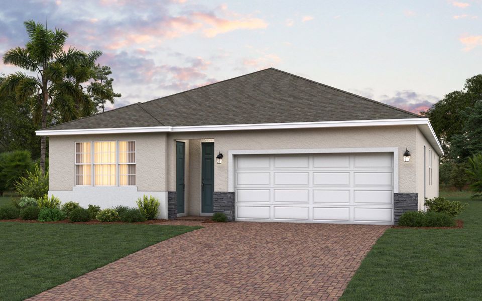 Kennedy elevation 1 shown with optional stone