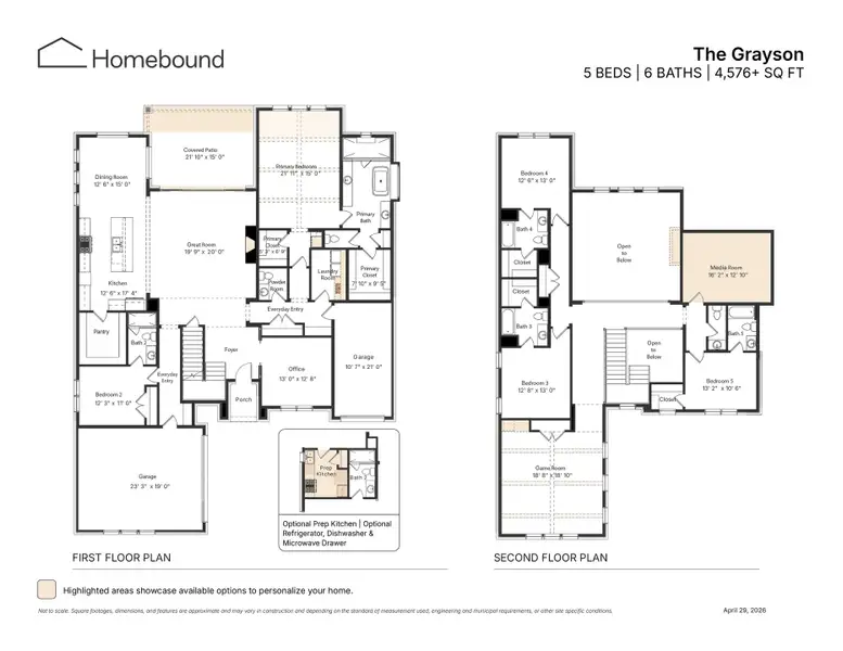 2D floor plan layout for the The Grayson by Homebound in Mosaic, Prosper, TX (Image 3).