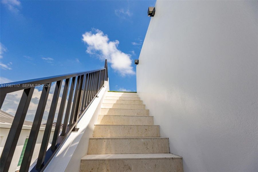 Stairs to rooftoop terrace