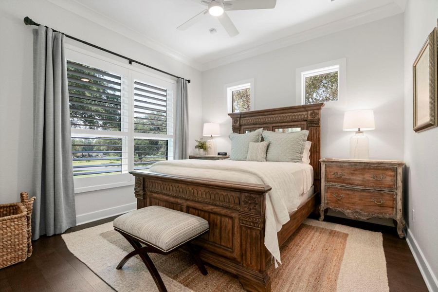 Bedroom # 2 with windows over looking beautiful mature oak trees. Bedroom # 2 with windows over looking beautiful mature oak trees.