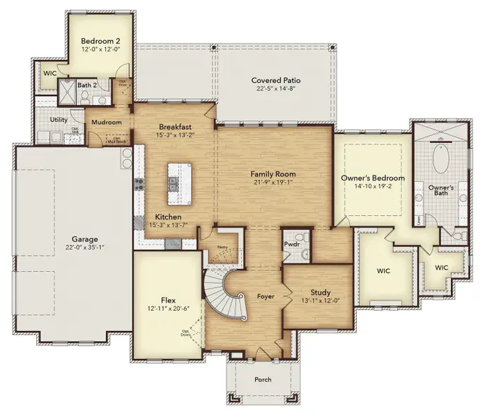 2D floor plan layout for the Hancock by Kindred Homes in Oak Creek Ranch, Waxahachie, TX (Image 3). 2D floor plan layout for the Hancock by Kindred Homes in Oak Creek Ranch, Waxahachie, TX (Image 3).