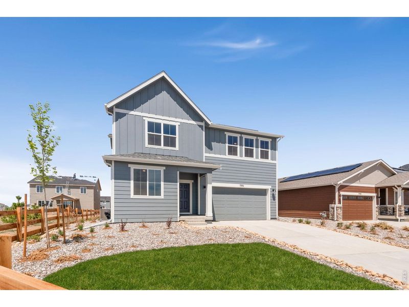 Front exterior of a new home in Hidden Creek, Frederick, CO, highlighting curb appeal (Image 16).