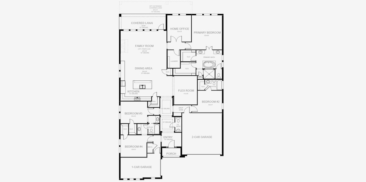 2D floor plan layout for the 2844F by Perry Homes in Star Farms At Lakewood Ranch 60', Lakewood Ranch, FL (Image 3). 2D floor plan layout for the 2844F by Perry Homes in Star Farms At Lakewood Ranch 60', Lakewood Ranch, FL (Image 3).