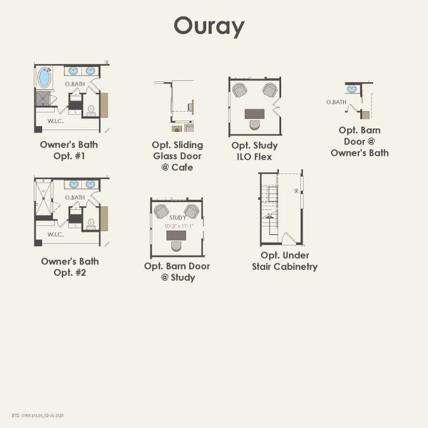 2D floor plan layout for the Ouray by Pulte Homes in Ribbonwood, Aubrey, TX (Image 6).