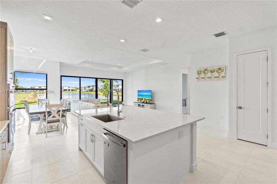 Huge open floorplan with kitchen, living area, and dining area