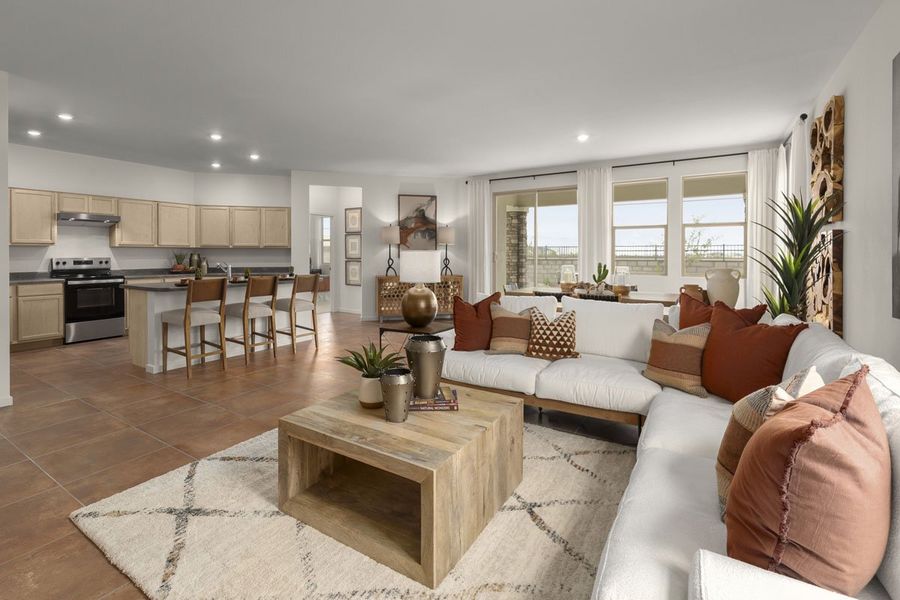 Representative furnished interior of a home built from the 2128 Modeled by KB Home in Mesquite at Teravalis, Buckeye (Image 5). Representative furnished interior of a home built from the 2128 Modeled by KB Home in Mesquite at Teravalis, Buckeye (Image 5).