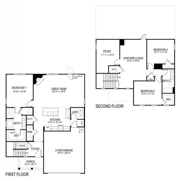 2D floor plan layout of this home in Parkside at Carter Grove, Cartersville, GA (Image 3). 2D floor plan layout of this home in Parkside at Carter Grove, Cartersville, GA (Image 3).