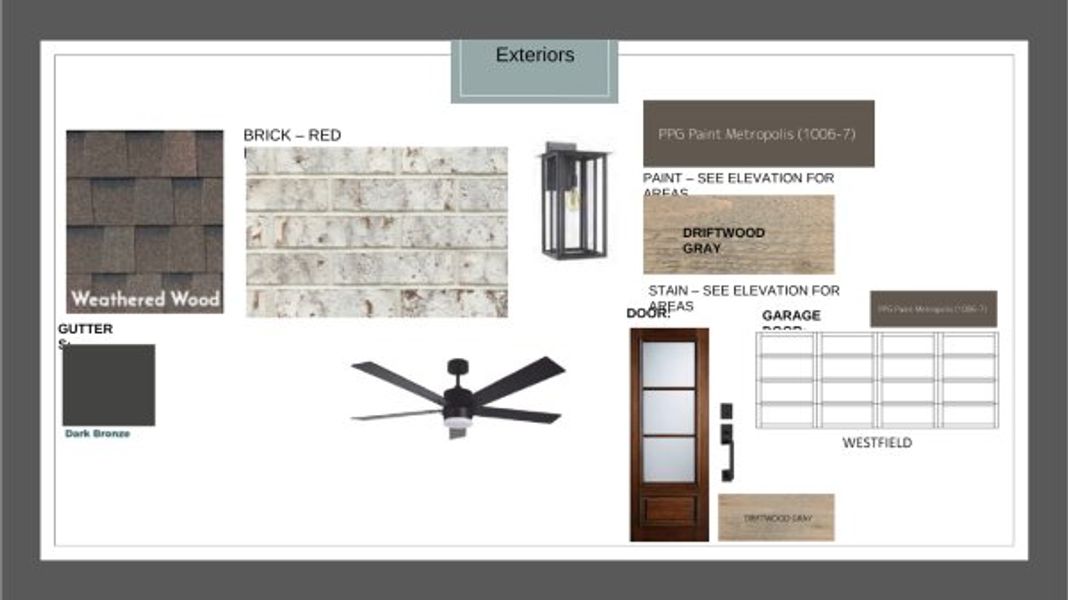 Sample of building materials used in homes in Rio Vista at Kelly Ranch, Aledo (Image 23).