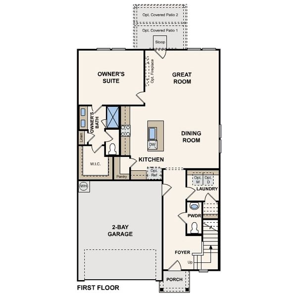 2D floor plan layout for the Gannet by Century Communities in Vue at Evelyn, Austin, TX (Image 3).